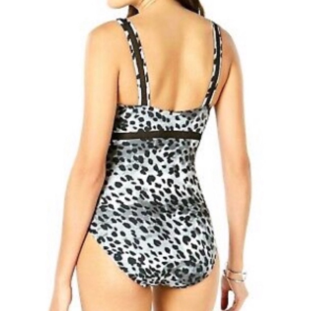 DKNY Animal Print Mesh Detail Swimsuit Sz 6 - Picture 2 of 10